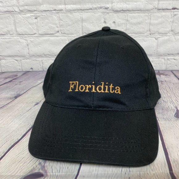 Tourist Hat Cap Strap Back Black Floridita Cuba Embroidered Lightweight Cotton - Picture 5 of 8